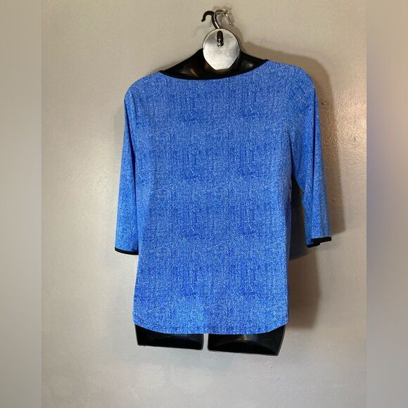 Dana Buchman Blue And Black Keyhole Blouse - Picture 5 of 5